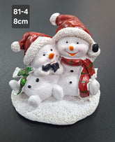 Figurină oameni de zăpadă, decor ceramic Crăciun - 8cm